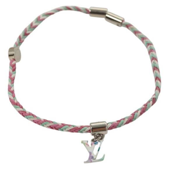 LOUIS VUITTON Brass Friend Ship Bracelet Leather Pink M6793E LV Auth 132791M - Picture 8 of 13